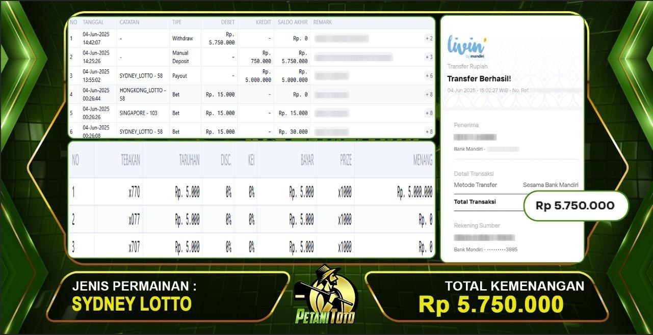 bukti jp sydney 5 juta